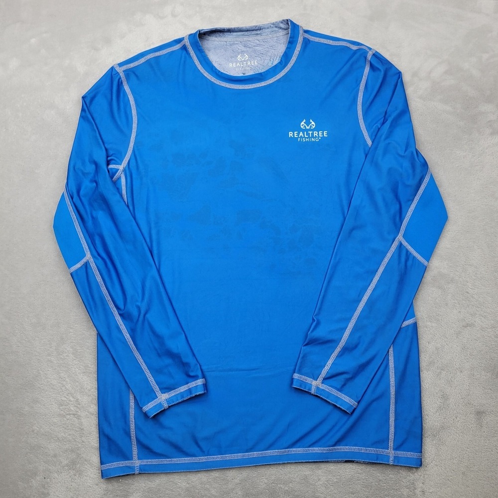 Realtree Fishing Shirt Mens Small Reverse Wave Camo Base Layer Rash Guard Adult